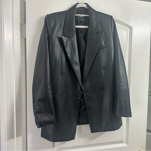 Oversized leather blazer